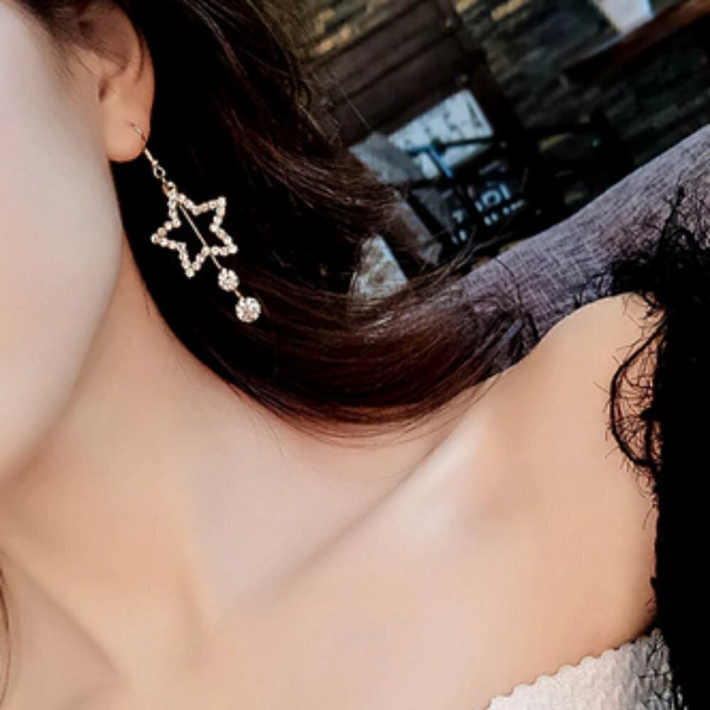Crystal star drop balls earrings jewelry
